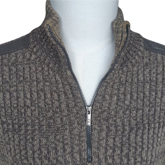 Calvin Klein Jeans SZ M 100% Cotton Taupe & Beige Ribbed 1/4 Zip Men's Sweater - Picture 4 of 16